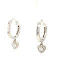 18K White Gold Cute Heart Swing Diamond Earrings