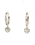 18K White Gold Cute Heart Swing Diamond Earrings