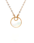 18K Rose Gold Plain Mother of Pearl Round Necklace