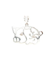 18K White Gold Flower Piggy Pendant