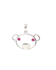18K White Gold Silly Ruby Eyes Piggy Head Pendant