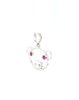 18K White Gold Silly Ruby Eyes Piggy Head Pendant