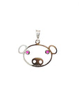 18K White Gold Silly Ruby Eyes Piggy Head Pendant