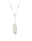 18K White Gold Pin Full Diamond Necklace