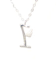 18K White Gold Stylish Wings Alphabet I Full Diamond Necklace