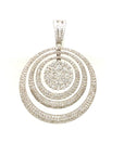 18K White Gold Round Double Pave Diamond Pendant