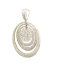 18K White Gold Round Double Pave Diamond Pendant