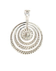18K White Gold Round Double Pave Diamond Pendant