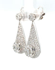 18K White Gold Bubble Drop Pave Lotus Cluster Diamond Earrings