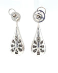 18K White Gold Bubble Drop Pave Lotus Cluster Diamond Earrings