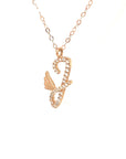 18K Rose Gold Stylish Wings Alphabet J Full Diamond Necklace