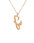 18K Rose Gold Stylish Wings Alphabet J Full Diamond Necklace