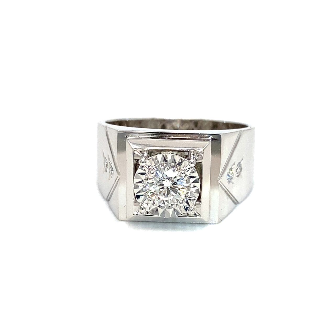 18K White Gold Diamond Men's Ring Setting