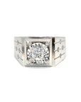 18K White Gold Diamond Men's Ring