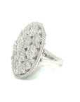 18K White Gold Edwardian Oval Mirror Cluster Diamond Ring