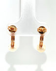 18K Rose Gold Simple Hoop Diamond Pearl Earrings