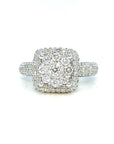 18K White Gold Bubble Shoulder Top Lotus Cluster Diamond Ring