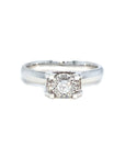 18K White Gold Plain Simple Cushion Top Diamond Ring
