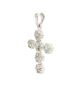 18K White Gold Cluster Cross Diamond Pendant