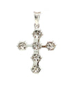 18K White Gold Cluster Cross Diamond Pendant