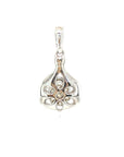 18K White Gold Lotus Triple Round Cluster Flower Diamond Pendant