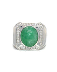 18K White Gold Male Jade Egg Diamond Ring