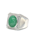 18K White Gold Male Jade Egg Diamond Ring