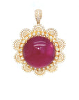 18K Rose Gold Everbright Mega Round Curve Ruby Sun Diamond Pendant