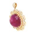 18K Rose Gold Everbright Mega Round Curve Ruby Sun Diamond Pendant