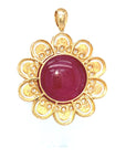 18K Rose Gold Everbright Mega Round Curve Ruby Sun Diamond Pendant