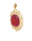 18K Rose Gold Long Cushion Ruby Flat Lace Frame Pendant