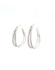 18K White Gold Double V Hoop Diamond Earrings