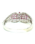 18K White Gold Ultra Mega Oval Ruby Party Glam Bangles