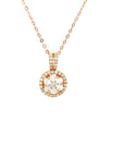 18K Rose Gold Halo Flower Diamond Set Chain