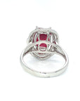 18K White Gold Wave Frame Emerald Ruby Shaped Diamond Ring