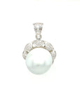 18K White Gold Pearl Diamond Pendant