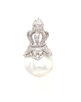 18K White Gold Pearl Diamond Pendant