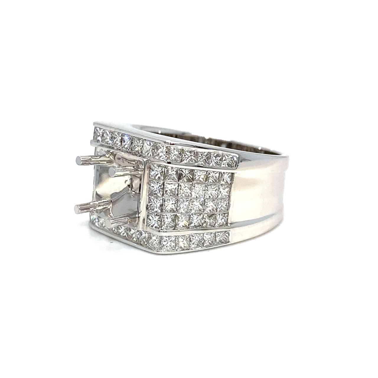 18K White Gold Diamond Men's Ring Setting