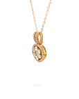 18K Rose Gold Halo Flower Diamond Necklace