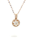 18K Rose Gold Halo Flower Diamond Necklace