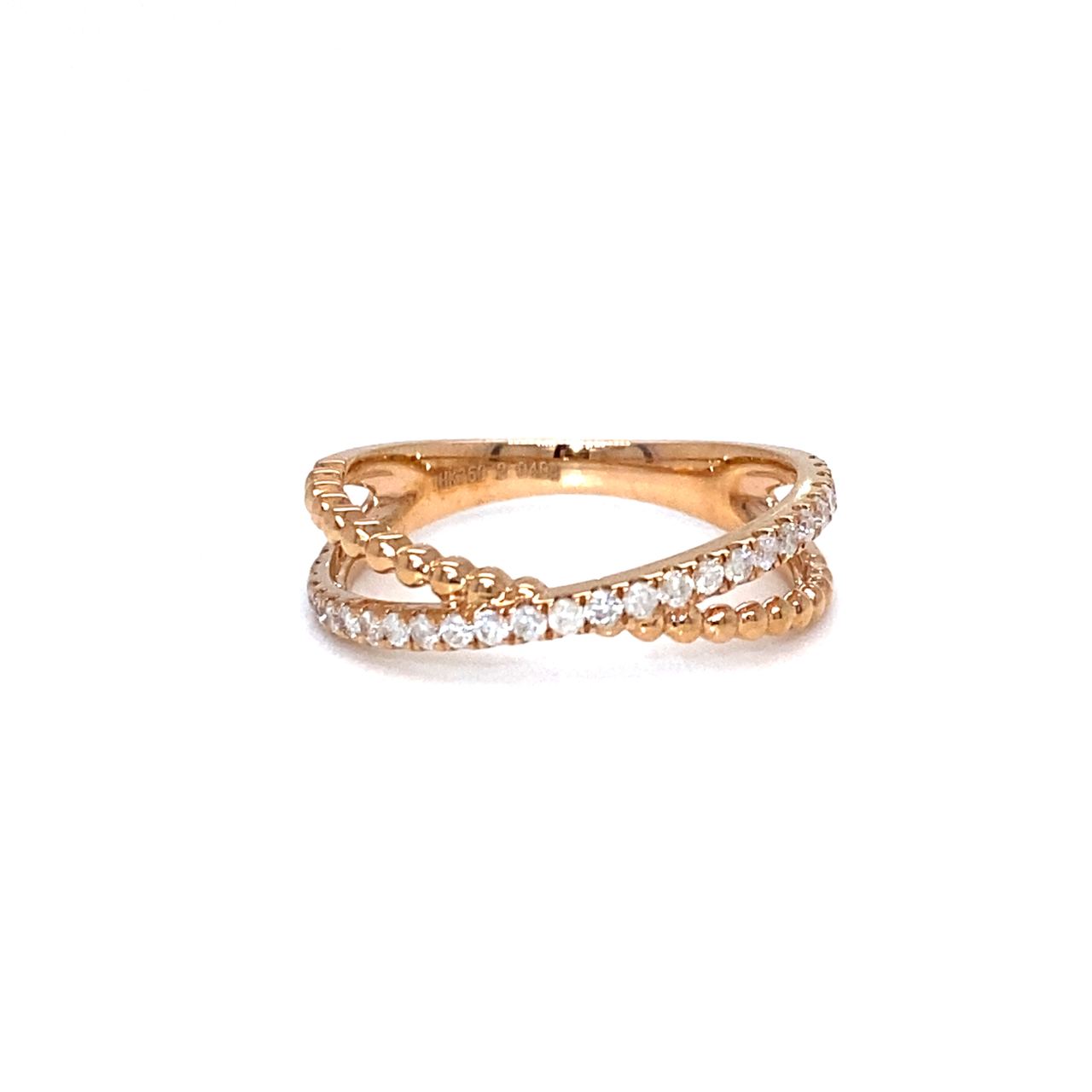 18K Rose Gold Cross Migrain Diamond Ring