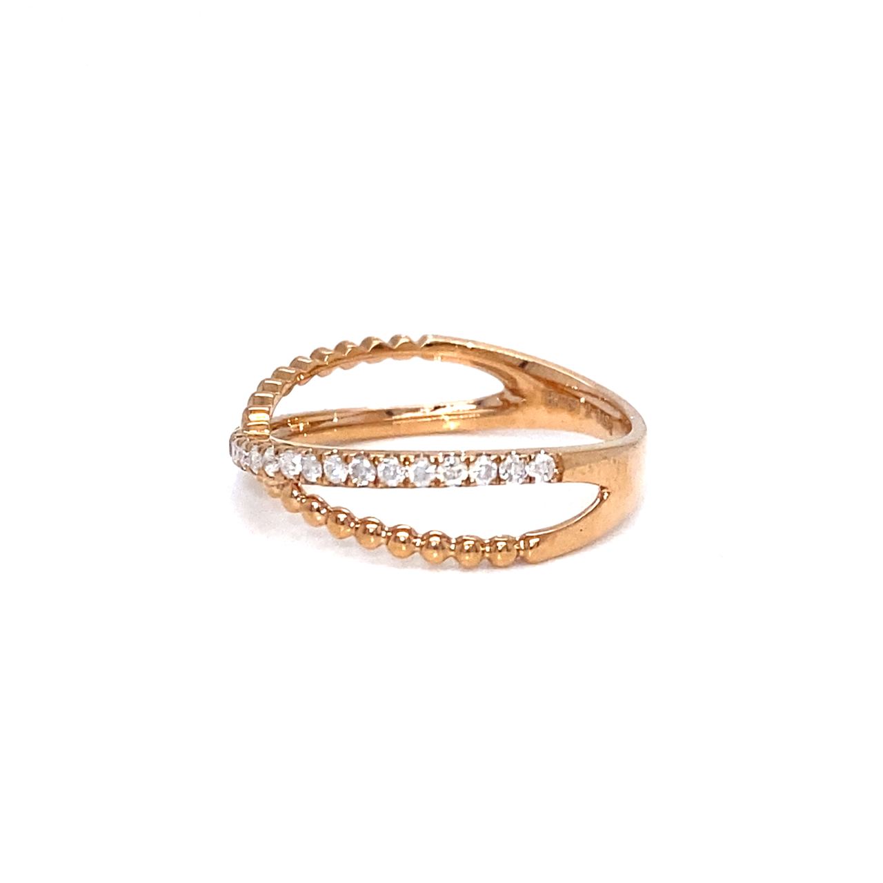 18K Rose Gold Cross Migrain Diamond Ring
