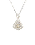 18K White Gold Geometry Triangle Dancing Stone Diamond Necklace