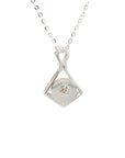 18K White Gold Geometry Triangle Dancing Stone Diamond Necklace