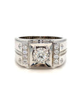 18K White Gold Diamond Men's Ring