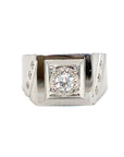 18K White Gold Diamond Men's Ring