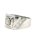 18K White Gold Diamond Men's Ring