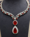 18K White Gold Mega Ruby Glam Diamond Necklace
