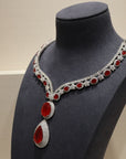 18K White Gold Mega Ruby Glam Diamond Necklace