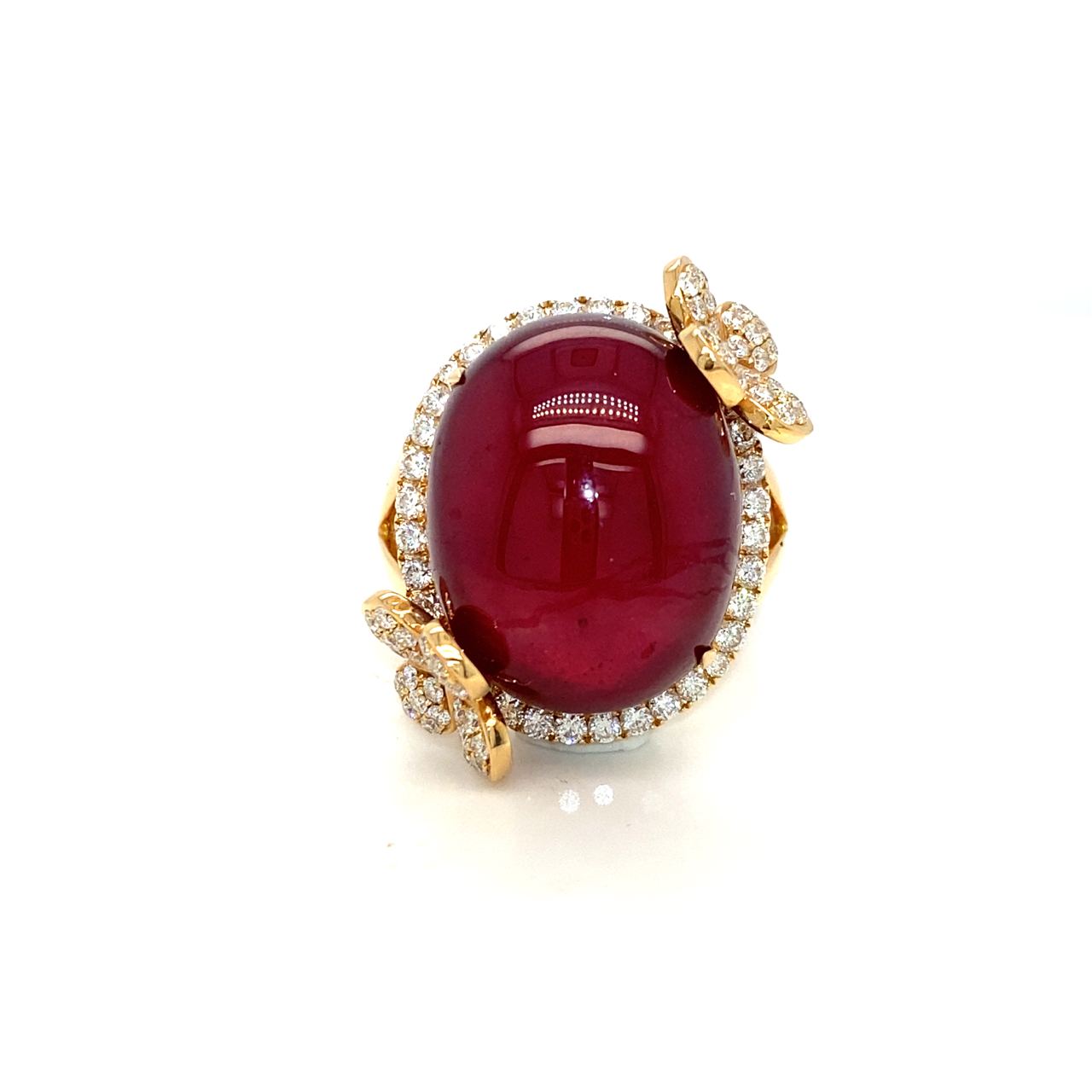 18K Rose Gold Butterfly Frame Ruby Diamond Ring